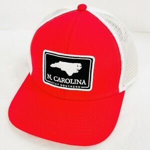The State Company North Carolina Square Patch Trucker Hat Cap Adjustable Red